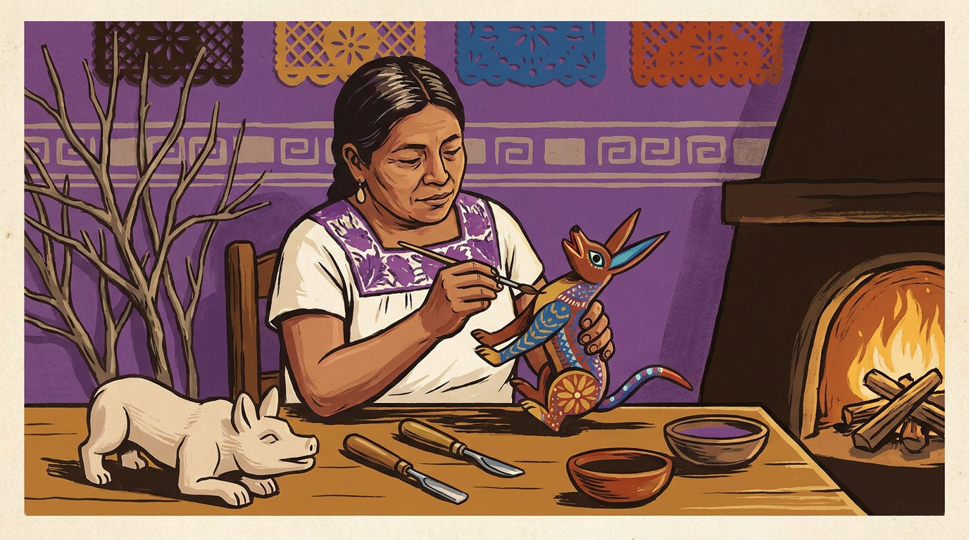 Del copal a la criatura: así nace una talla fantástica en Oaxaca