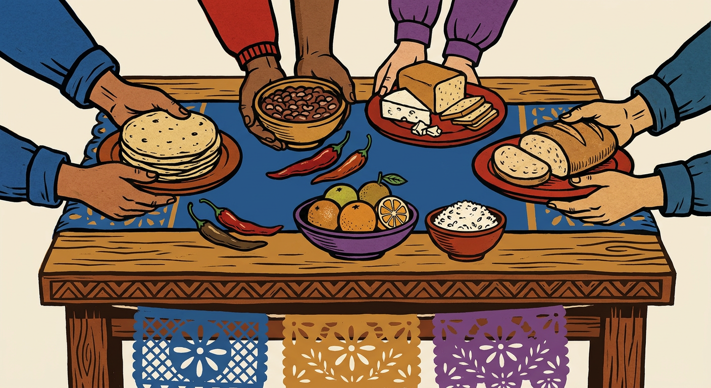 A New Spanish table with Mesoamerican, European, African and Asian ingredients.
